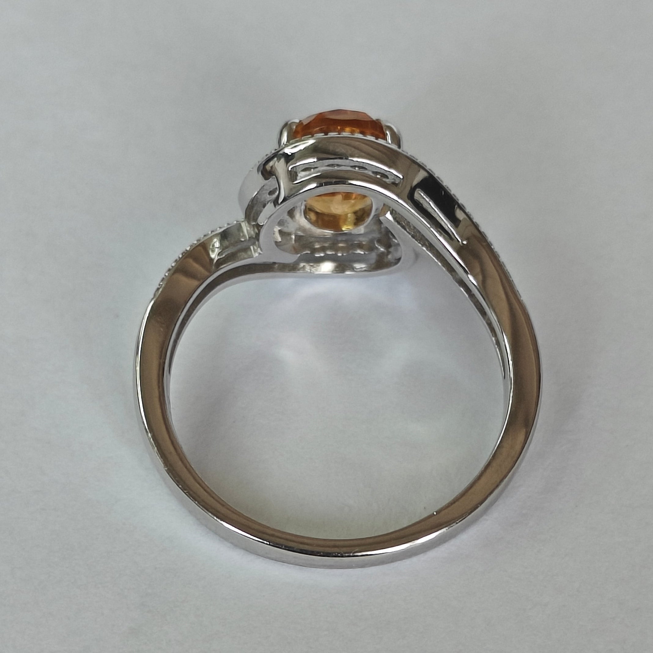 Natural Citrine & Diamond Ring in 925 Sterling Silver