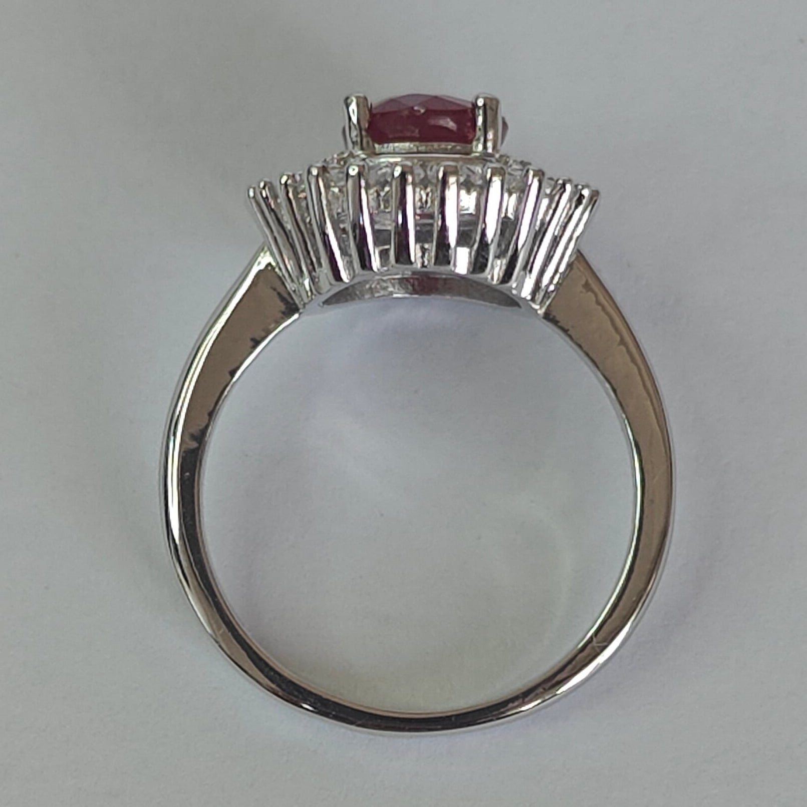 Natural Ruby & Diamond Ring in Rhodium-Plated 925 Sterling Silver