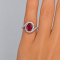 Natural Ruby & Diamond Ring in Rhodium-Plated 925 Sterling Silver